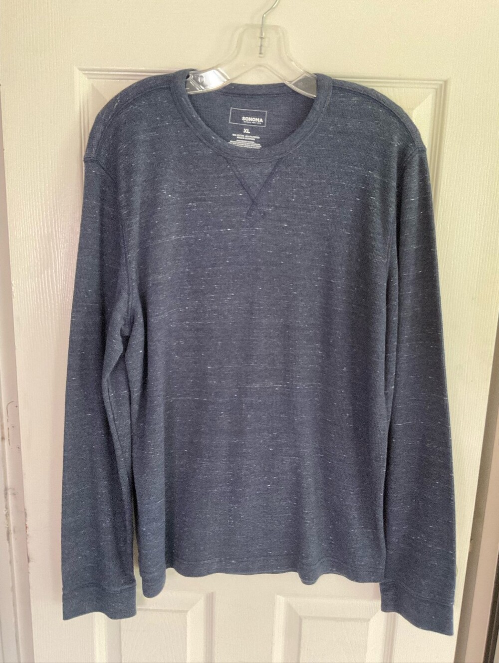 Sonoma Blue Speckled Crewneck Long Sleeve